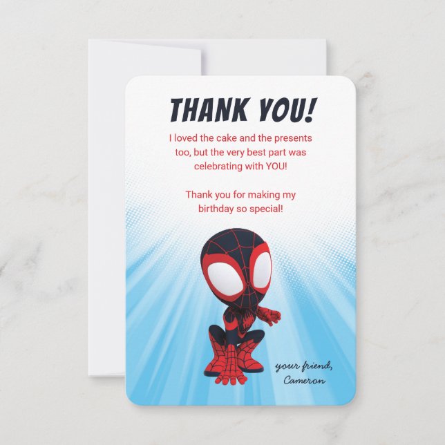 Invitation Spidey | Miles Morales Anniversaire Merci (Devant)