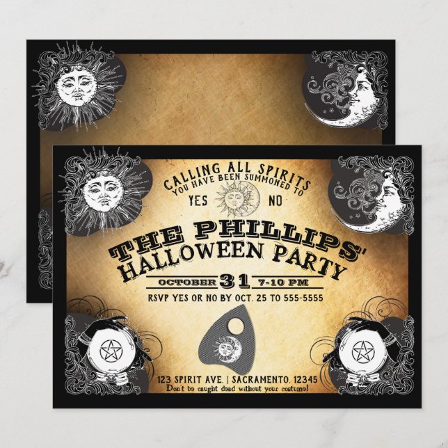 Invitation Spirit Board Halloween Spirits Haunting Party (Devant / Derrière)