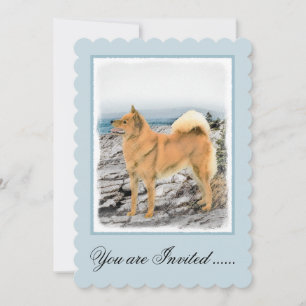 Invitation Spitz finlandais à Seashore Peinture - Chien Art