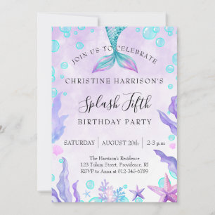 Invitation Splash de la Sirène pour un 5ème Anniversaire 