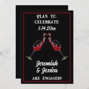 Invitation Splashing Red Wine Goblets Enregistrer la date