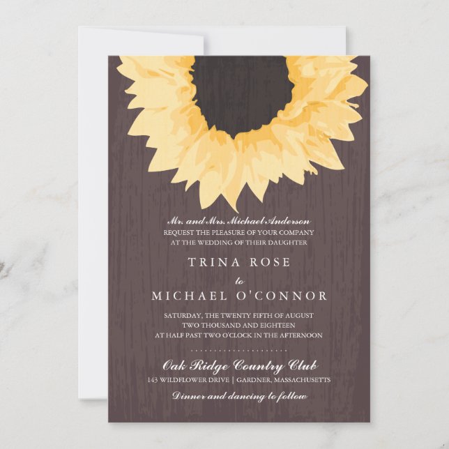 Invitation Splendeur rustique | de tournesol épousant (Devant)