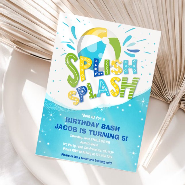 Invitation Splish Splash Anniversaire de la fête de la piscin (Créateur téléchargé)