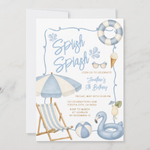 Invitation Splish Splash Anniversaire Enfant Fête d'été Pisci