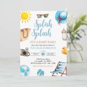 Invitation Splish Splash Blue Beach Summer Boy Baby shower