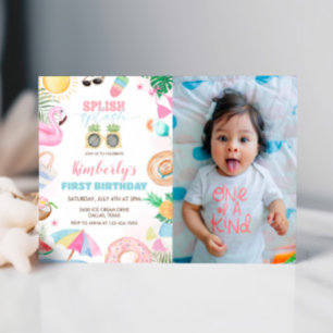 Invitation Splish Splash Girl Pool Party Pink Photo