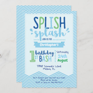 Invitation Splish Splash Pool Party 1er anniversaire Invitati