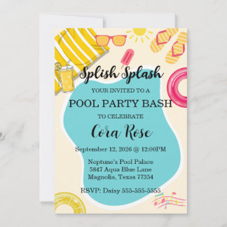 Invitation Splish Splash Pool Party Bash Birthday