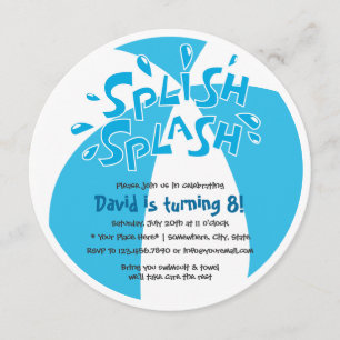 Invitation Splish Splash Summer Pool Party Boys Anniversaire