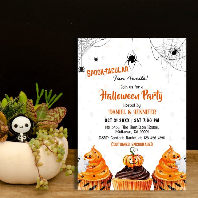 Invitation Spooktacular cupcakes mignon citrouille fête d'Hal (Créateur téléchargé)