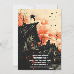 Invitation Spooktacular Dark Haunted House Halloween Party I