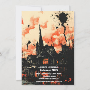 Invitation Spooktacular Dark Haunted House Halloween Party I