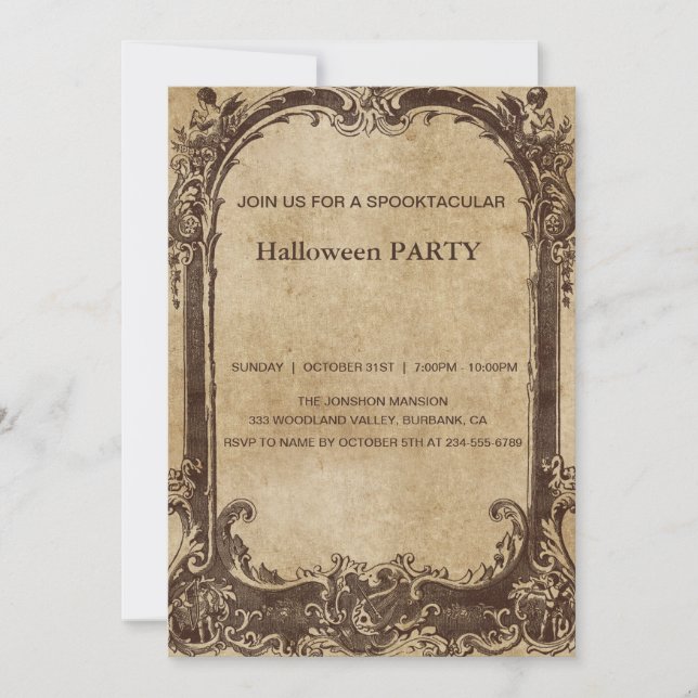 Invitation Spooktacular Dark Vintage parti d'Halloween gothiq (Devant)
