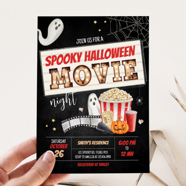 Invitation Spooktacular Effrayant Halloween Soirée de cinéma (Scary Spooktacular Halloween Movie Night Party Invitation)