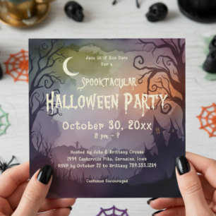 Invitation Spooktacular Éffrayant Lune Soirée d'Halloween