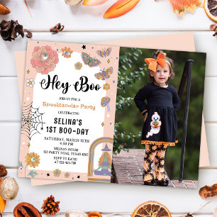 Invitation Spooktacular Ghost Halloween Girl Birthday Photo