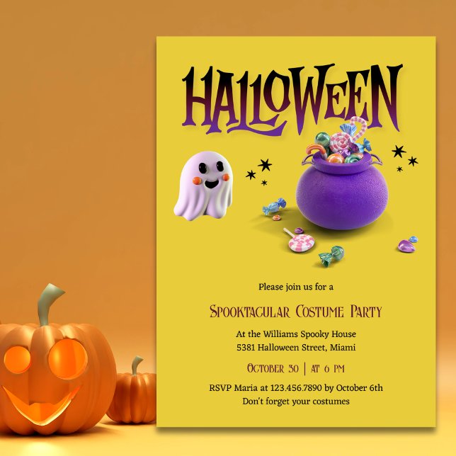 Invitation Spooktacular Ghost Kids Halloween Costume Party (Spooktacular Cute Ghost Kids Halloween Costume Party Invitation)