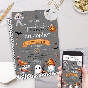 Invitation Spooktacular Ghost Orange Halloween fête d'anniver