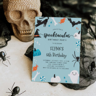 Invitation Spooktacular Halloween Anniversaire Blue Invitatio