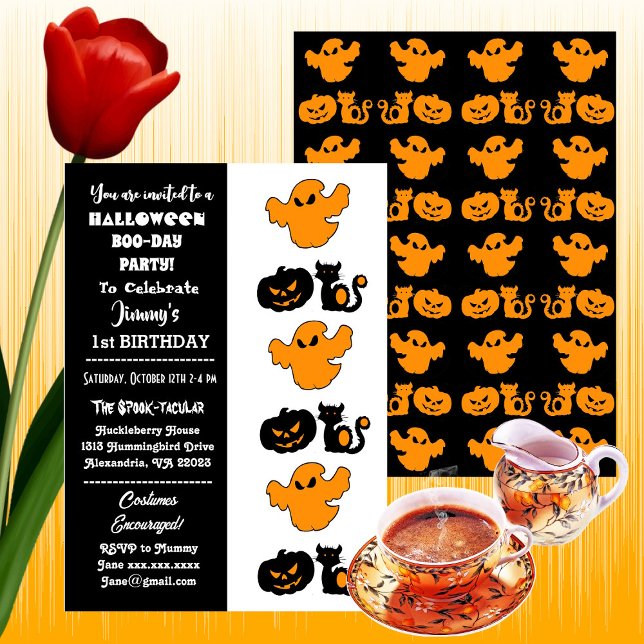 Invitation Spooktacular Halloween Citrouilles Boo 1er Anniver (Spooktacular Halloween Pumpkins Boo 1st Birthday Invitation)