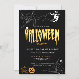 Invitation Spooktacular Halloween Spider Web Witch Party