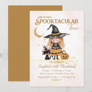 Invitation Spooktacular Heure Halloween Witch Girl Anniversai