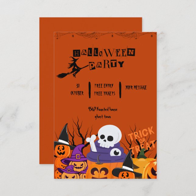 Invitation Spooktacular mignon fantôme Halloween parti (Devant / Derrière)