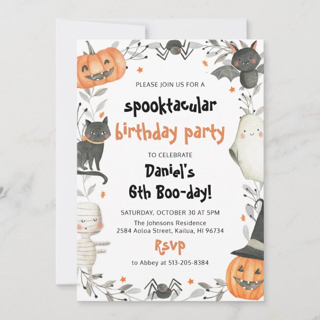 Invitation Spooktacular mignon Halloween Anniversaire Invitat (Devant)
