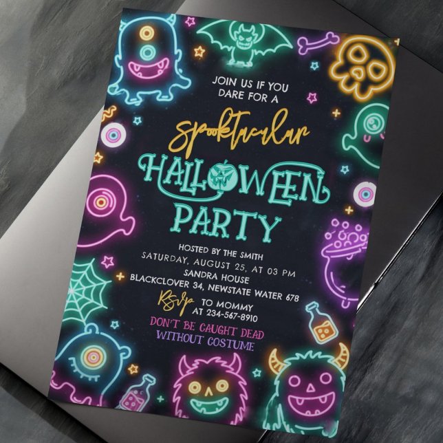 Invitation Spooktacular Neon Halloween (Halloween Invitation)