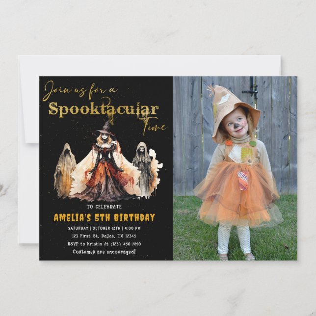 Invitation Spooktacular Party Halloween sorcières Anniversair (Devant)