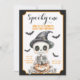 Invitation Spooky One   Joyeux squelette Halloween 1er annive