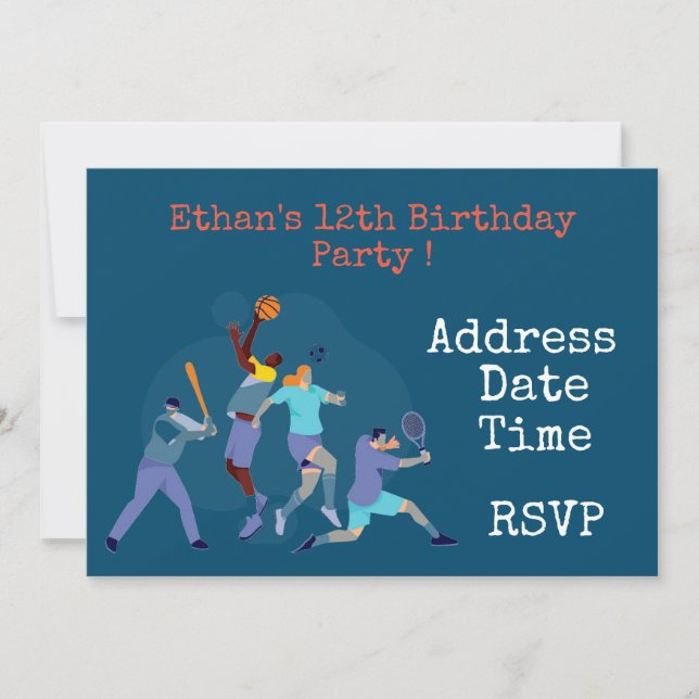 Invitation Sport adolescent garçons sport anniversaire invita (Devant)