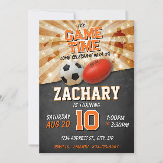 Invitation Sport birthday invite Soccer Football AFL