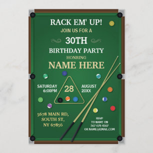 Invitation Sport de billards de fête d'anniversaire de