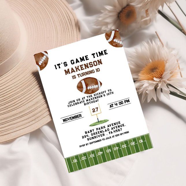 Invitation Sport Football  Second Birthday 10th year Down (Créateur téléchargé)