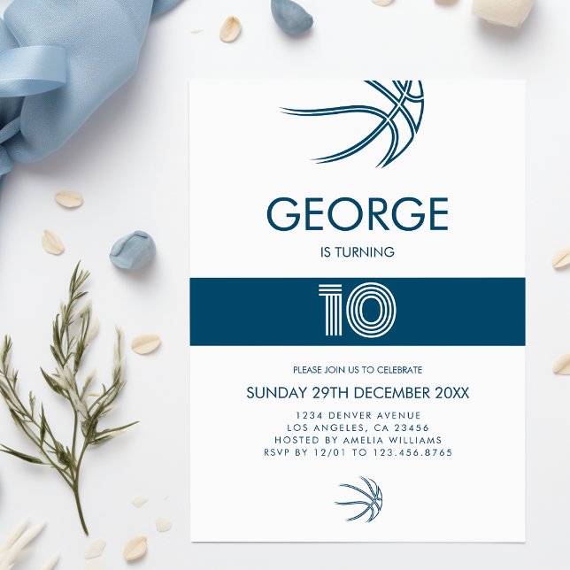 Invitation Sport moderne Basketball Boy Anniversaire (Modern Sports Basketball Boy Birthday Invitation
)