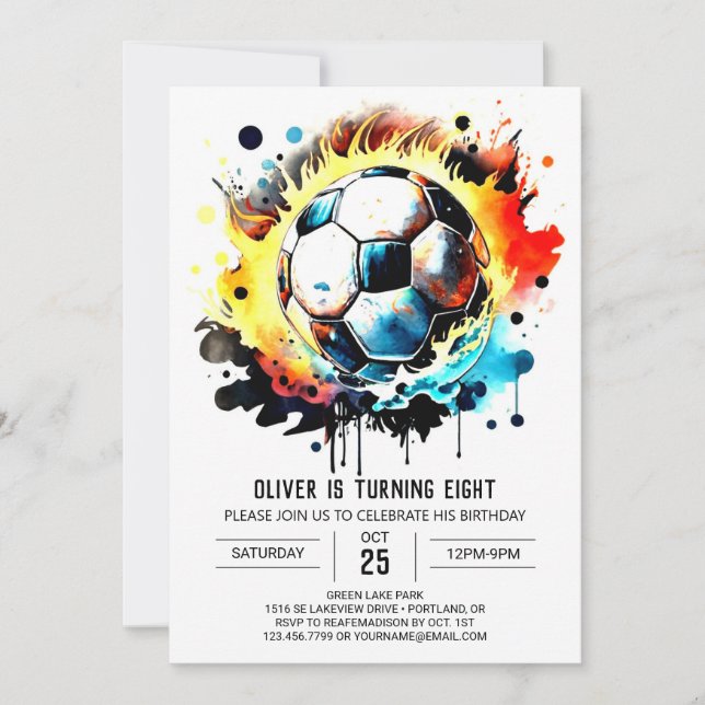 Invitation Sport moderne Football éditable Anniversaire (Devant)