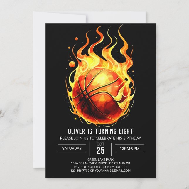 Invitation Sport Moderne Joyeux Basketball Anniversaire (Devant)