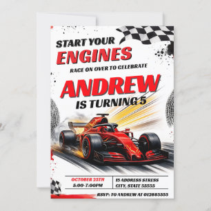 Invitation Sport Personnel Racing Voiture fête d'anniversaire
