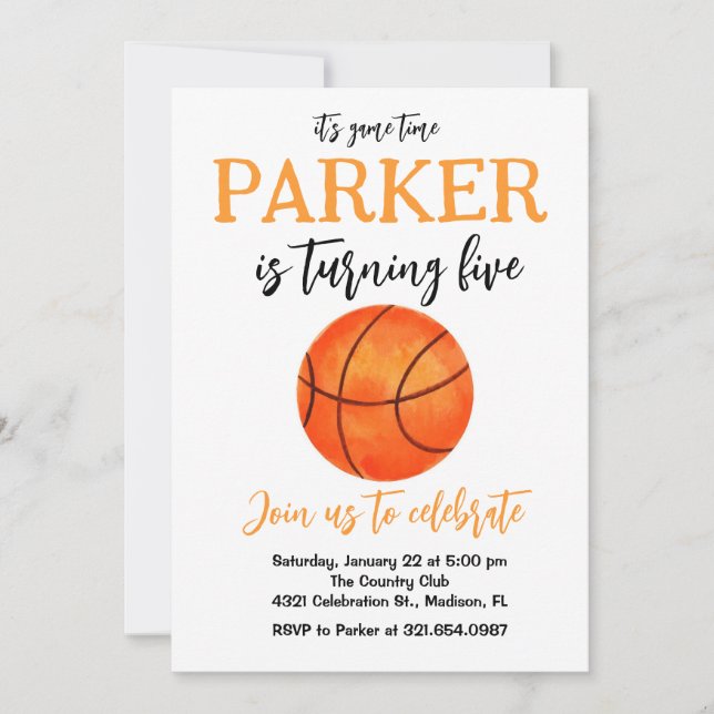 Invitation Sport Thème Jeu Basketball Blanc Anniversaire (Devant)