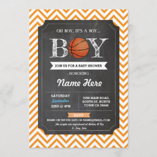 Invitation sportif Orange BasketBall Boy Baby show