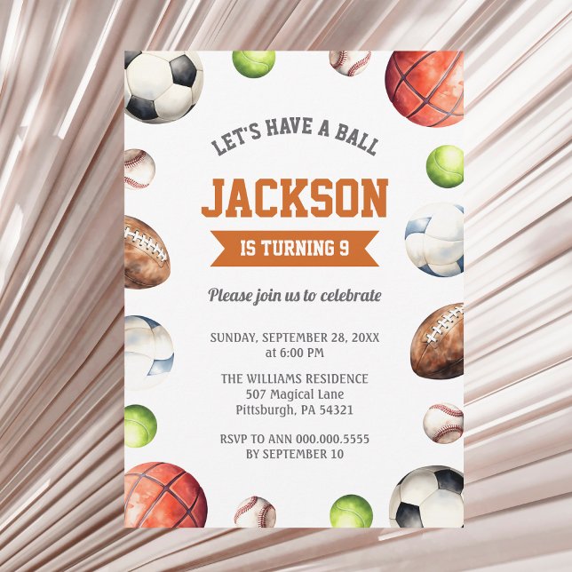 Invitation Sports Balls Tous les sports Faisons un bal (Créateur téléchargé)