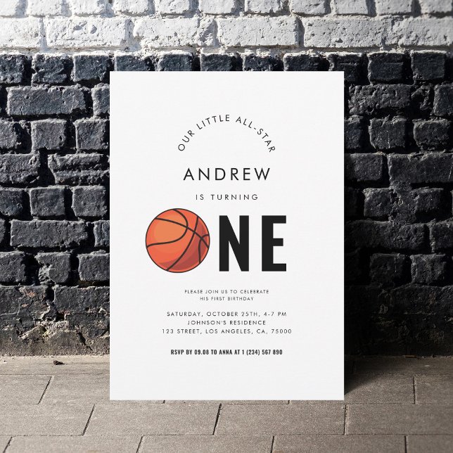 Invitation Sports Basketball Thème Enfant 1er Anniversaire (Créateur téléchargé)