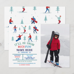 Invitation Sports d'hiver Fête d'anniversaire Ski Snowboard P