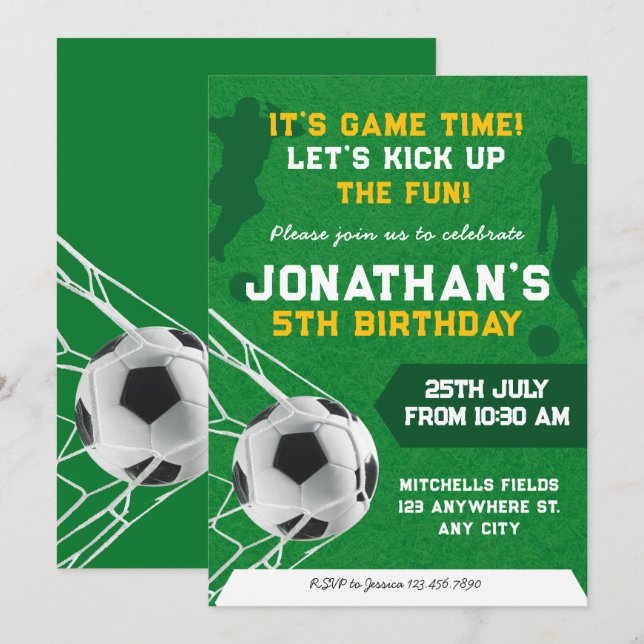 Invitation Sports Enfants Football fête d'anniversaire (Devant / Derrière)