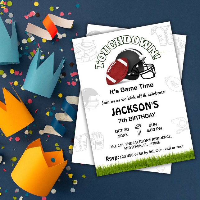 Invitation Sports football toucher enfants gameday 7e anniver (Créateur téléchargé)
