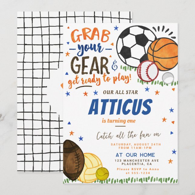 Invitation Sports modernes All Star (Devant / Derrière)