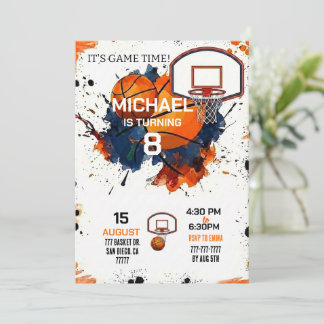 Invitation Sports Outdoor Basketball Birthday