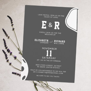 Invitation Sports Party Pickleball Black & White Mariage