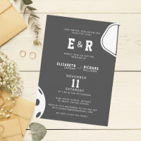 Sports Party Pickleball Black & White Mariage